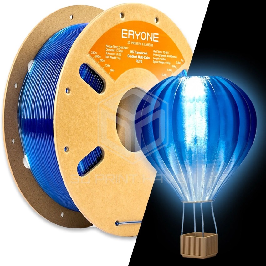 Eryone PETG High-Speed Multi-Color Gradient Translucent, Цвят: Dark Blue - Transperant