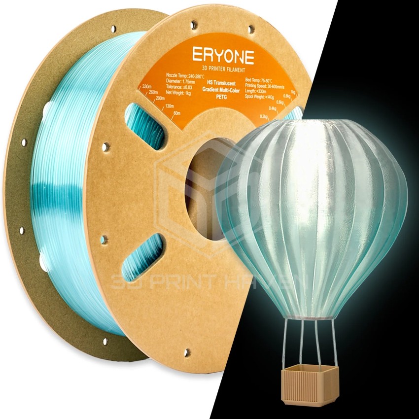 Eryone PETG High-Speed Multi-Color Gradient Translucent, Цвят: Light Blue - Transperant