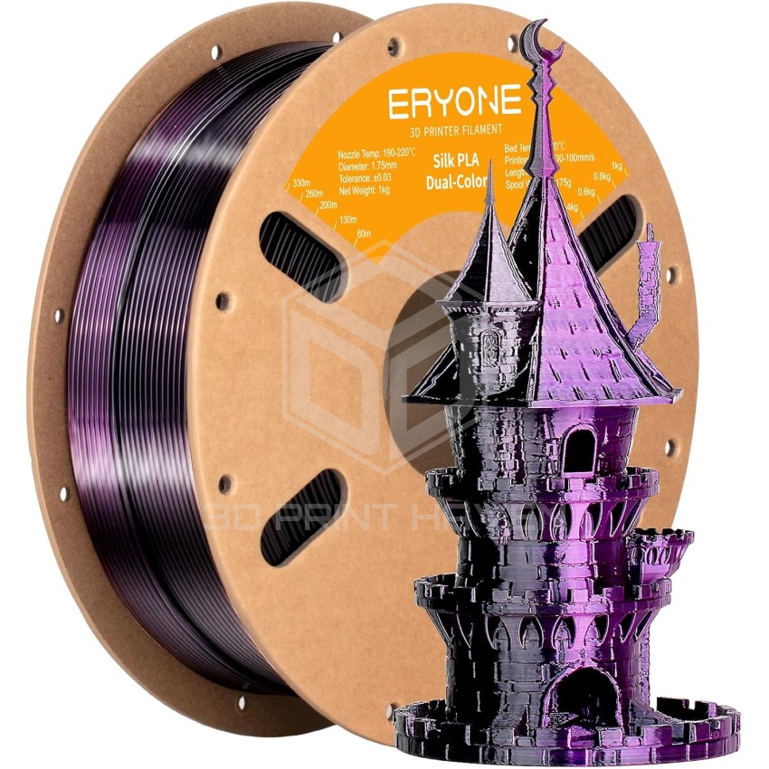 Eryone PLA Dual Color Silk, Цвят: Black - Purple