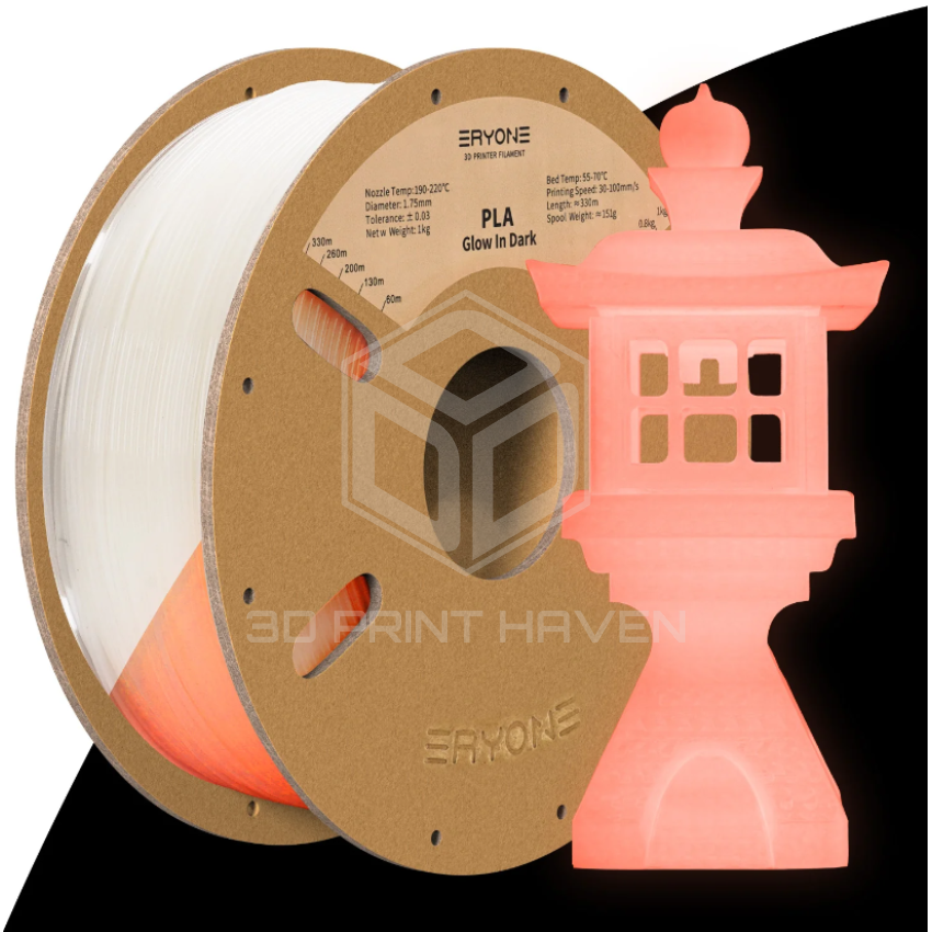 Eryone PLA Glow in The Dark - Luminous, Цвят: Orange Red