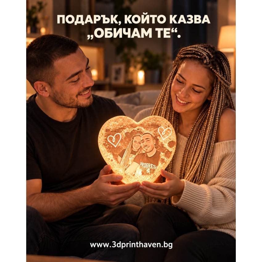 Персонализирано Сърце лампа със снимка и послание