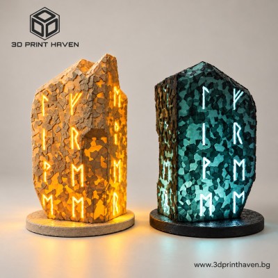 Декоративна LED Лампа със Скандинавски Руни – Nordic Rune Crystal Lamp