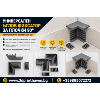 Универсален Ъглов Фиксатор за Плочки 90°