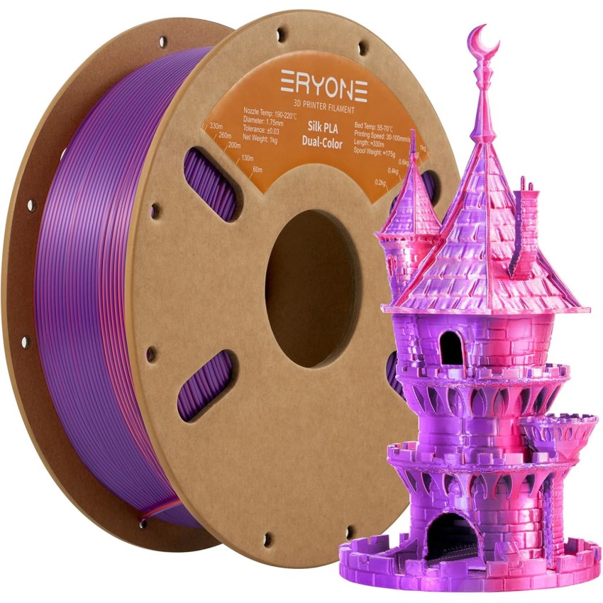 Eryone PLA Dual Color Silk, Цвят: Orange Red - Purple