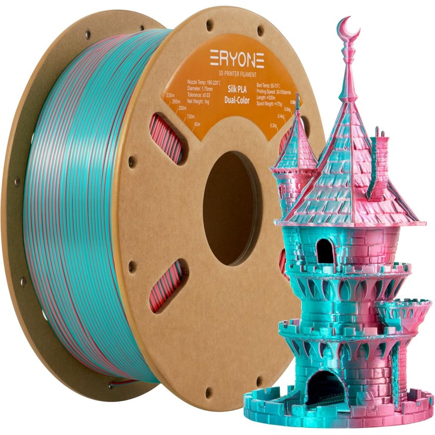 Eryone PLA Dual Color Silk, Цвят: Teal - Orange Red