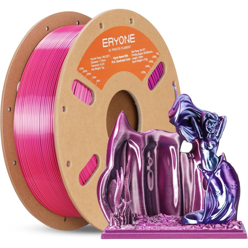 Eryone PLA Quadruple Color Silk, Цвят: Deep Purple / Magenta / Pink / Sky Blue