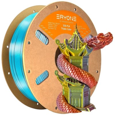 Eryone PLA Tri Color Silk, Цвят: Jewel Green / Orange Red / Gold