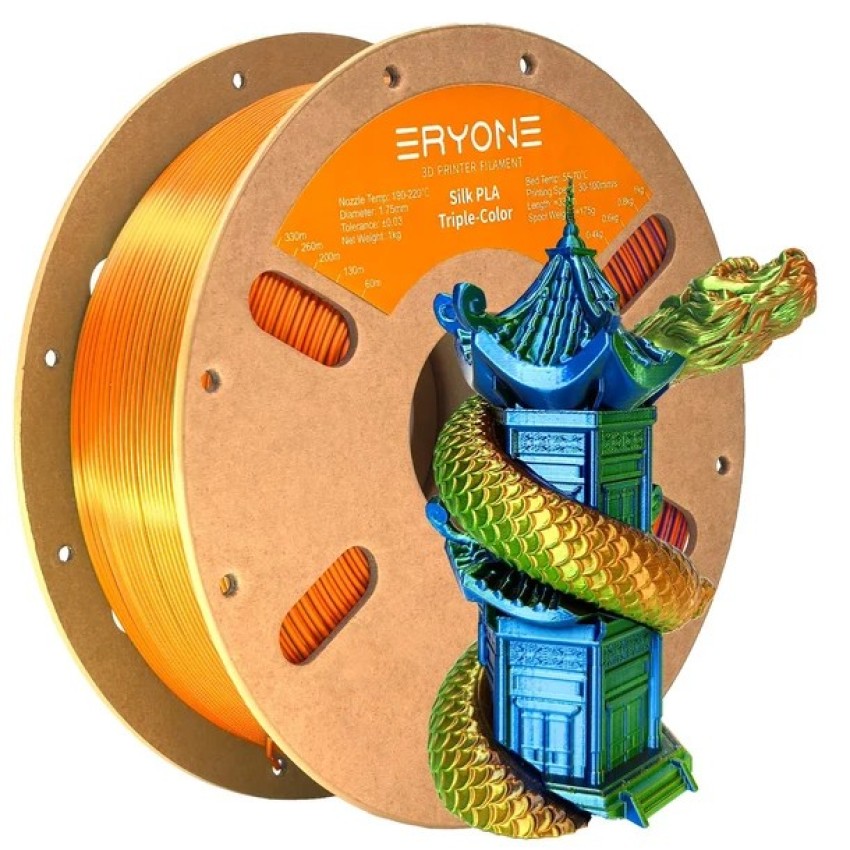 Eryone PLA Tri Color Silk, Цвят: Orange / Blue / Green