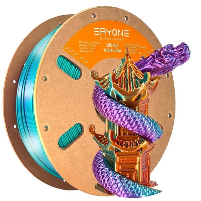 Eryone PLA Tri Color Silk, Цвят: Purple / Blue Green / Burnt Orange