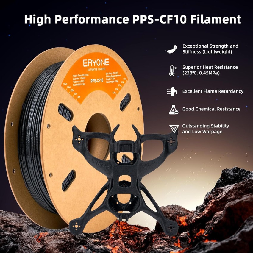 ERYONE Fiberon PPS-CF10 0.5KG, Цвят: Black