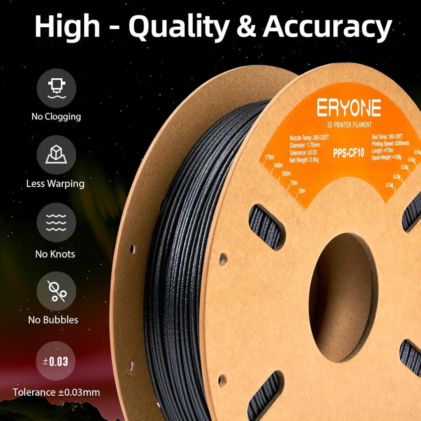 ERYONE Fiberon PPS-CF10 0.5KG, Цвят: Black